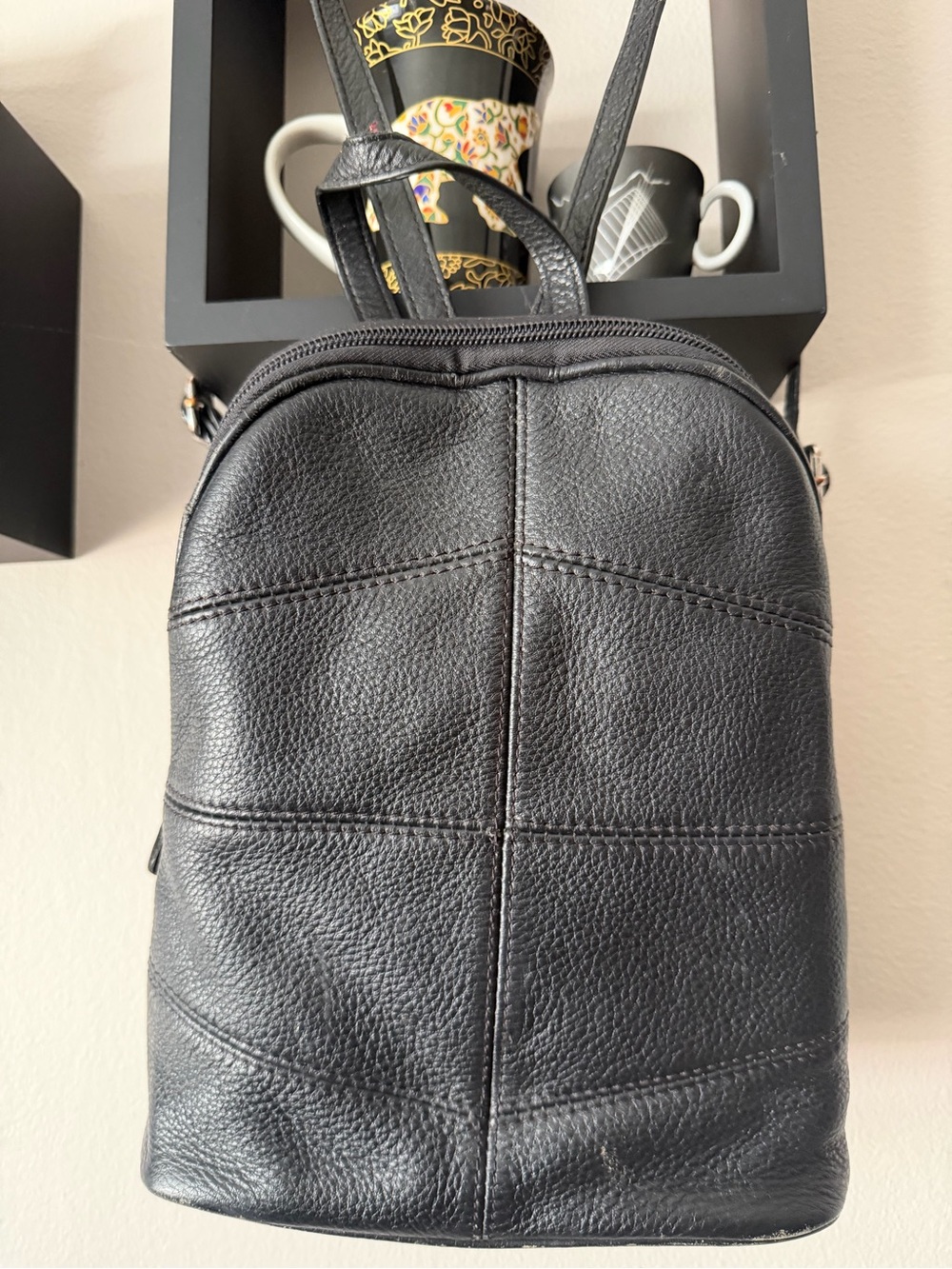 DANIER • Black Leather Backpack Sling Bag